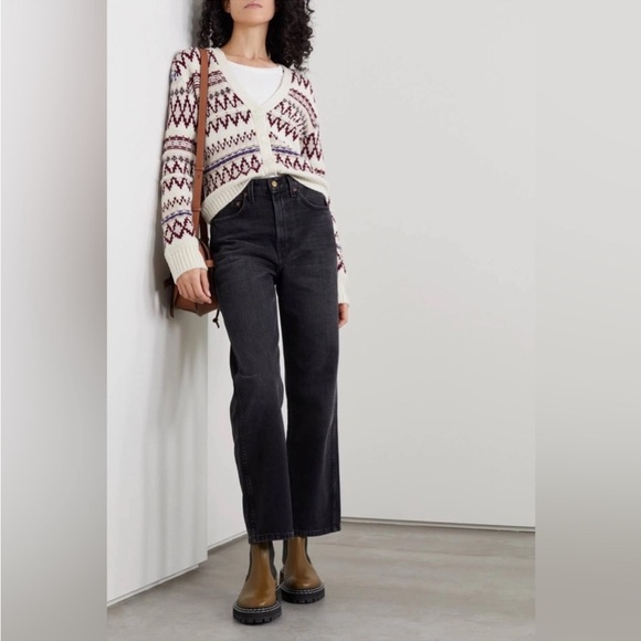 rag & bone Cream and Burgundy Patterned Cardigan - Picture 3 of 8